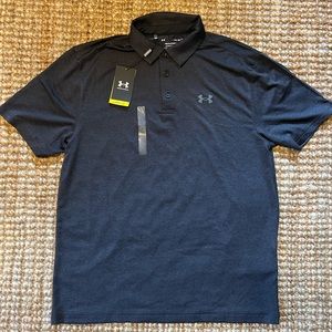NWT Under Armour Black/Dark Charcoal Hold Polo Shirt